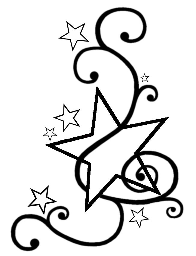 652x850 Collection Of Black And White Star Tattoo Designs