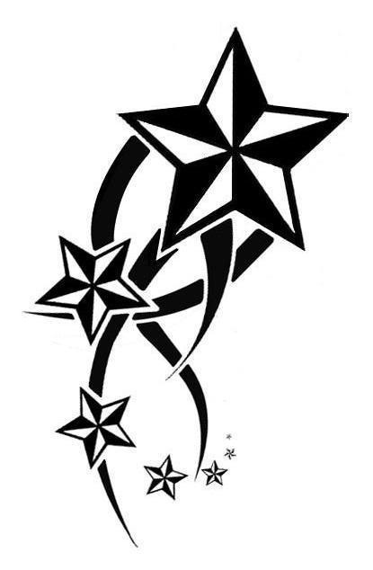 415x634 Collection Of Nautical Stars Cross Banner Tattoo Design