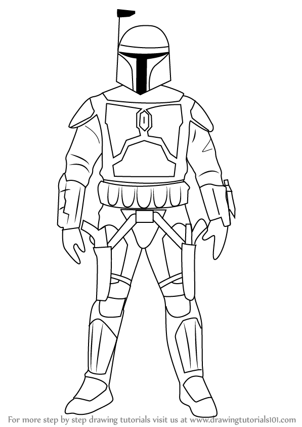 597x843 Learn How To Draw Jango Fett From Star Wars (Star Wars) Step By