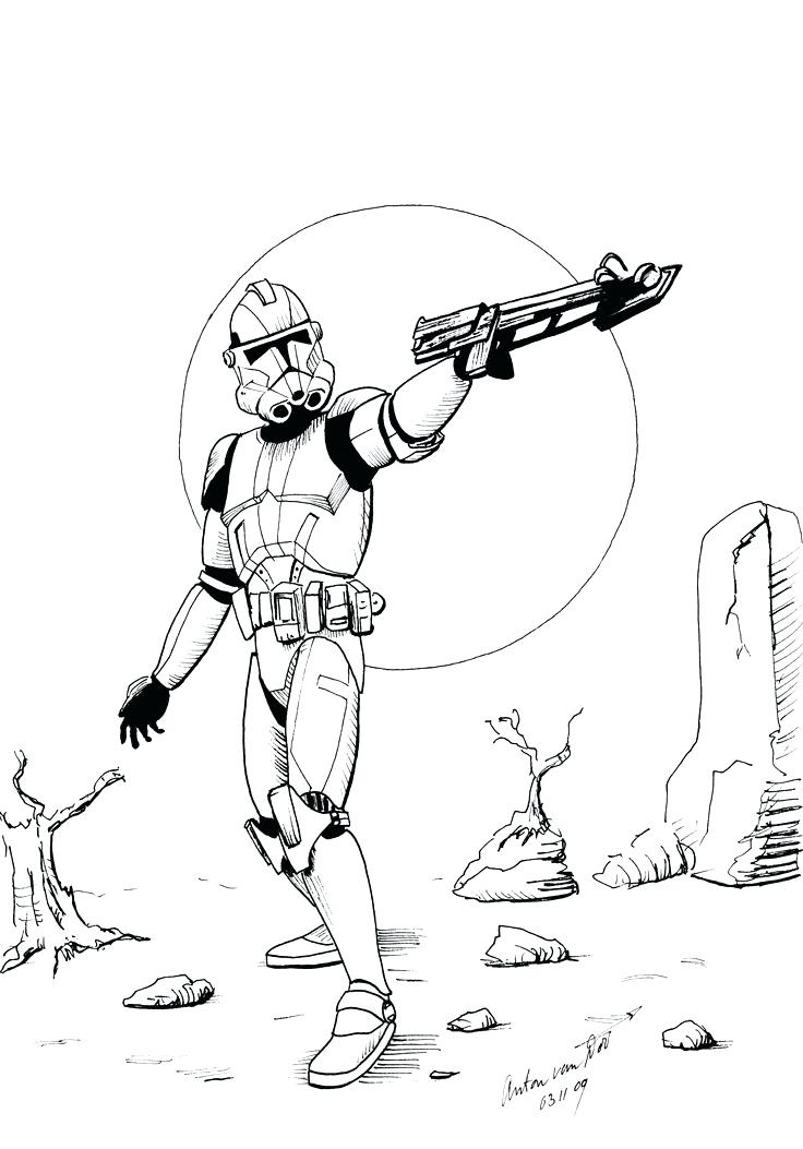 736x1053 Star Wars Clone Coloring Pages Star Wars The Clone Trooper Drawing