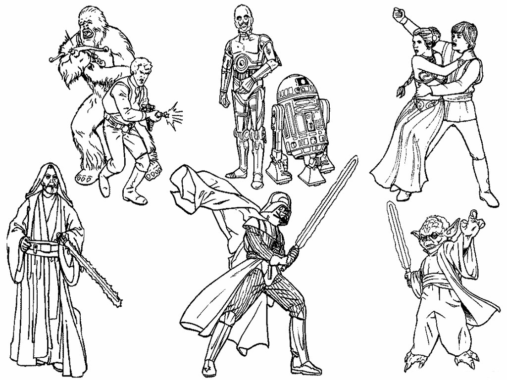 1024x768 Star Wars Characters Coloring Pages