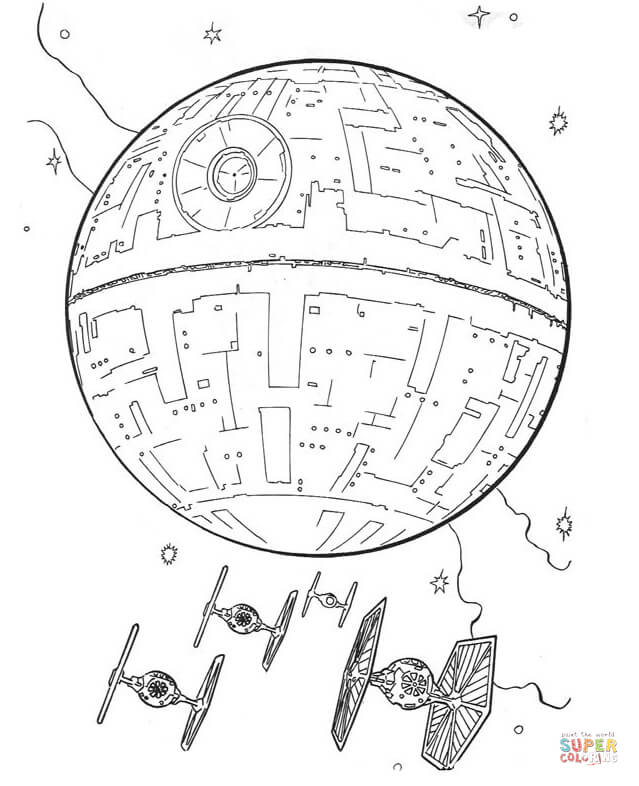639x786 Death Star And Tie Fighters Coloring Page Free Printable