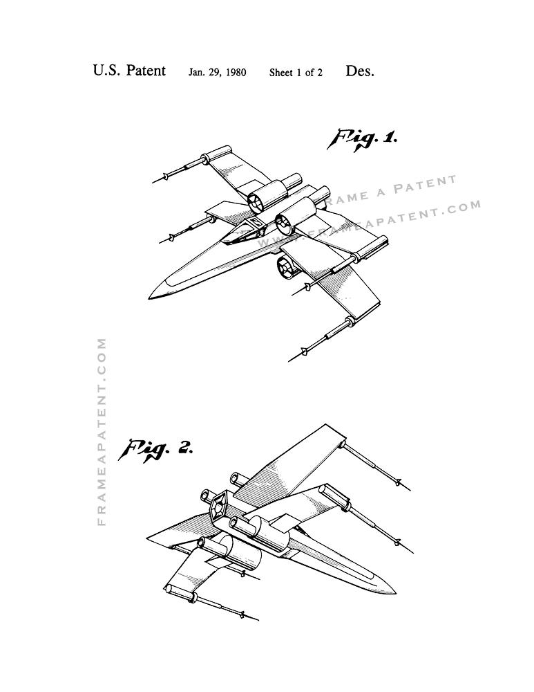 773x1000 Star Wars X Wing Fighter Patent Print Poster Item 10564 Frame