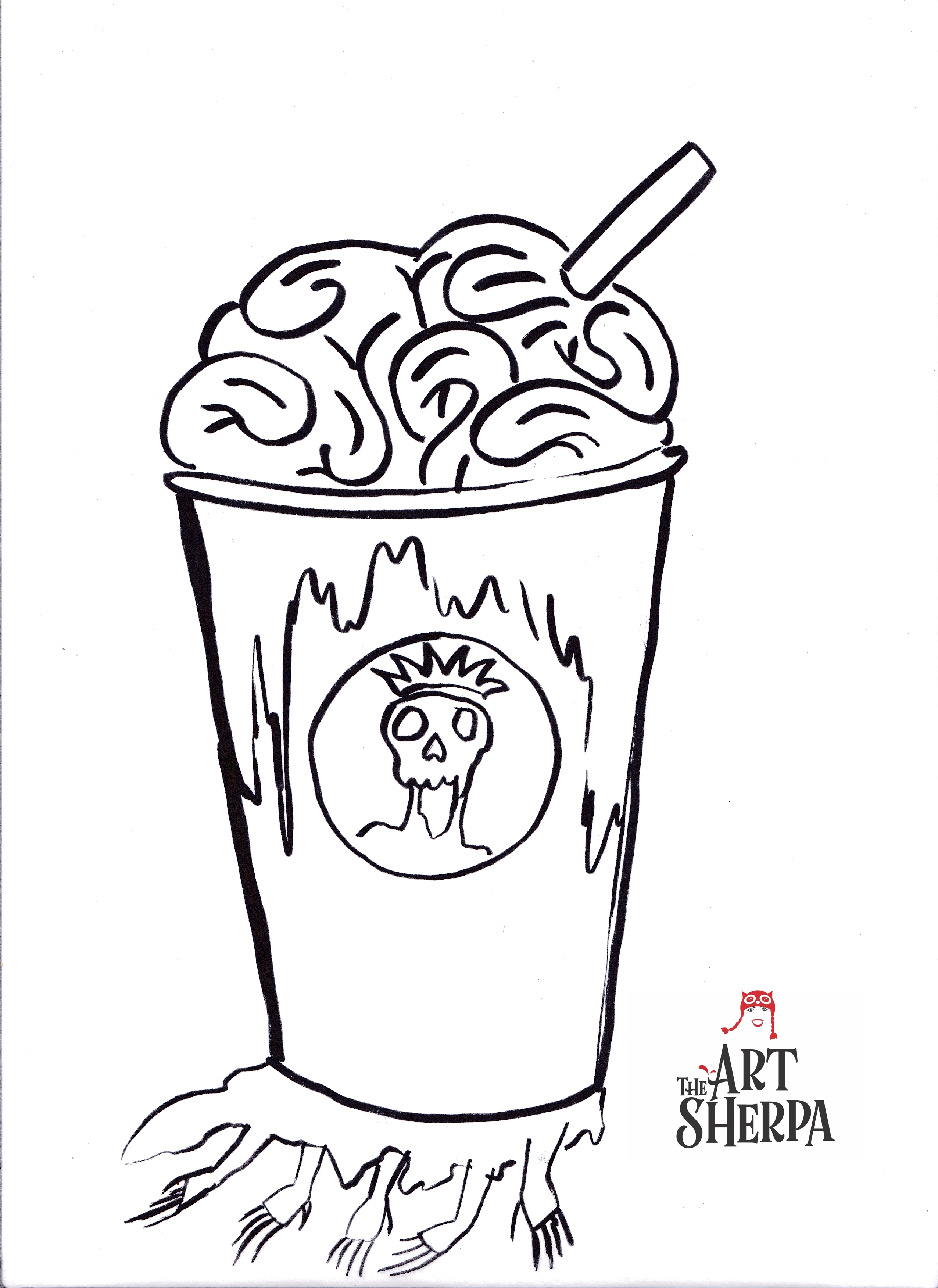 2552x3504 Zombie Frappe Paint Along !!!! The Art Sherpa Trace Able