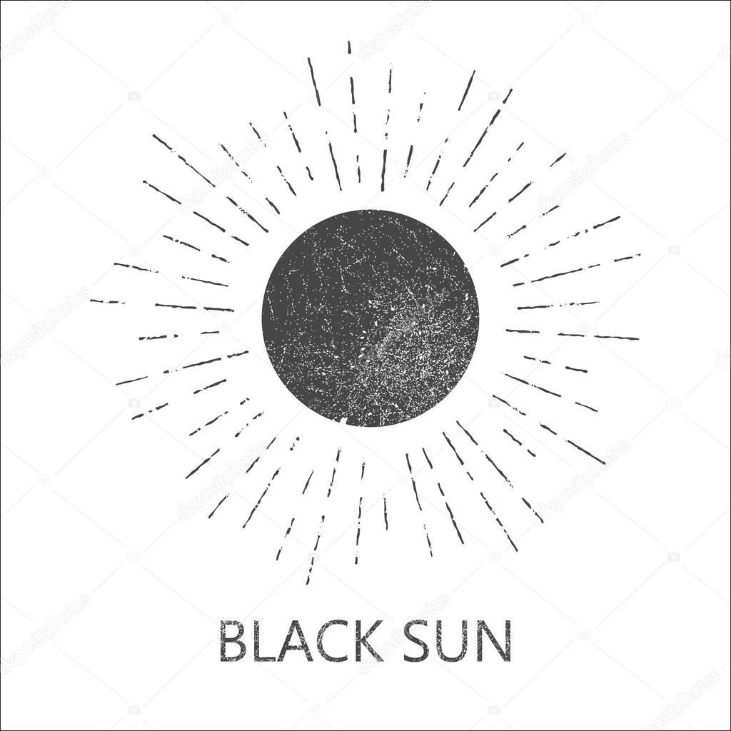 1024x1024 Monochrome Hipster Grunge Vintage Label With Sun, Starburst