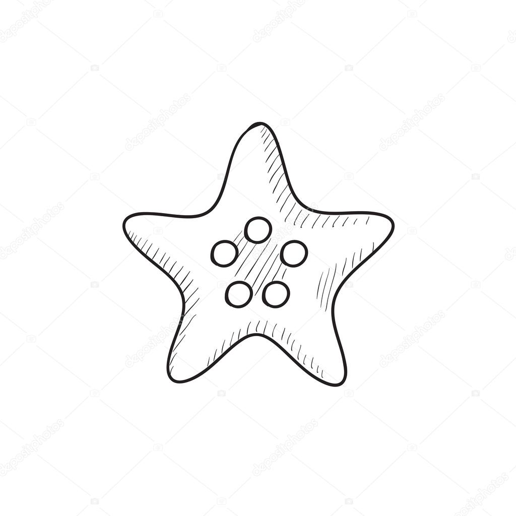 1024x1024 Starfish Sketch Icon. Stock Vector Rastudio