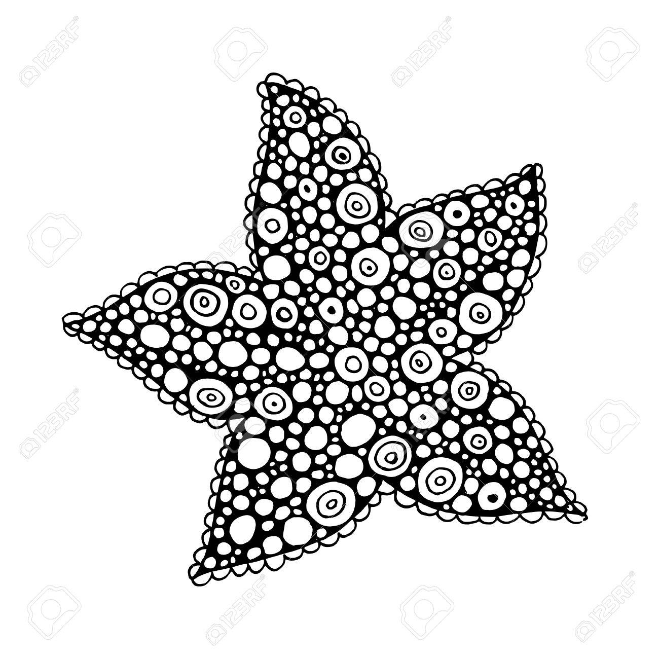 1300x1300 Starfish Hand Painted. Drawing In Style Of Zentangle.