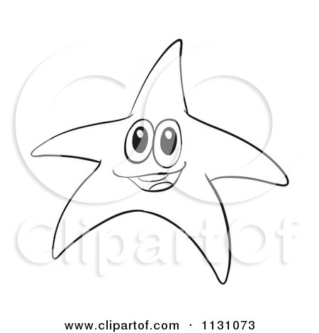 450x470 Cartoon Of A Black And White Sketched Starfish Outline