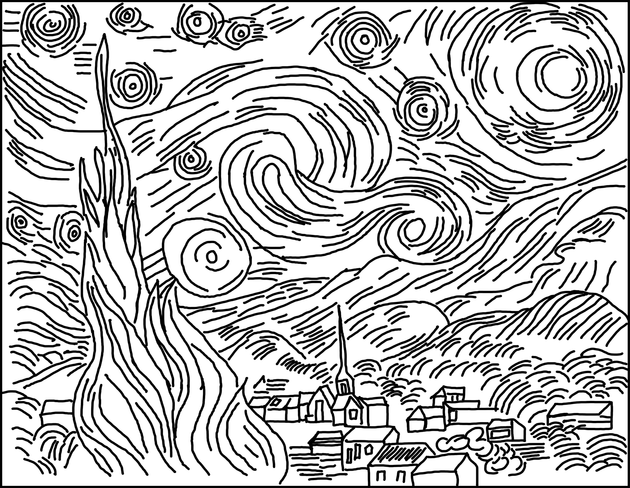 Starry Night Drawing at GetDrawings | Free download