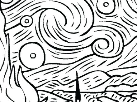 440x330 Beautiful Van Gogh Starry Night Coloring Page Free Download