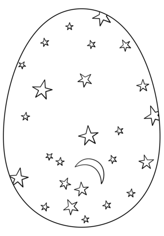 333x480 Easter Egg With Stars And Moon Coloring Page Free Printable
