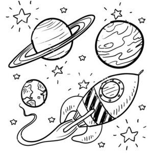 300x300 Doodle Space Planets Rocket Ship Stars Explore Vector Doodle