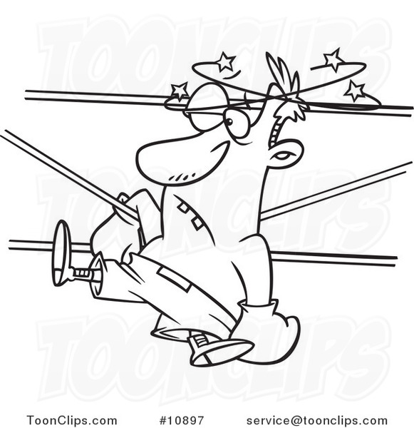 581x600 Cartoon Black And White Line Drawing Of A Boxer Gazing