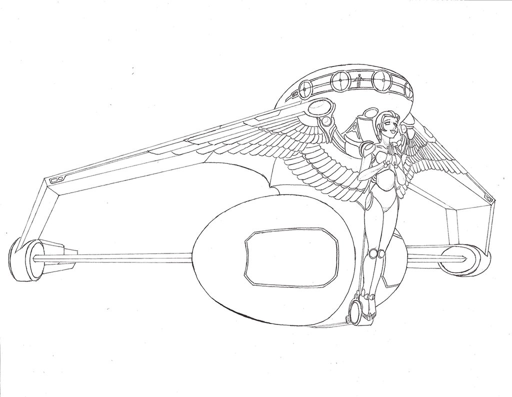 1024x794 Starship Angel Lineart By Theatrecat