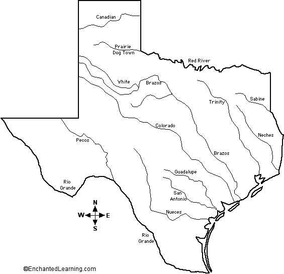565x545 Outline Map Of Texas Rivers Tx History Outlines