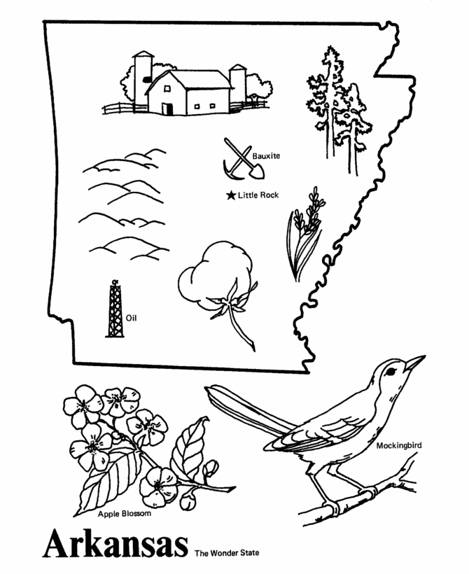 670x820 Usa Printables State Of Arkansas Coloring Pages