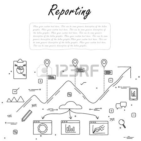 450x450 Hand Drawn Line Vector Doodle Of Concept Of Reporting