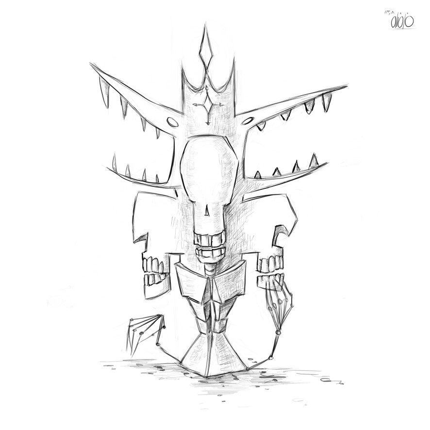 886x886 A Square Statue For Skeleton City