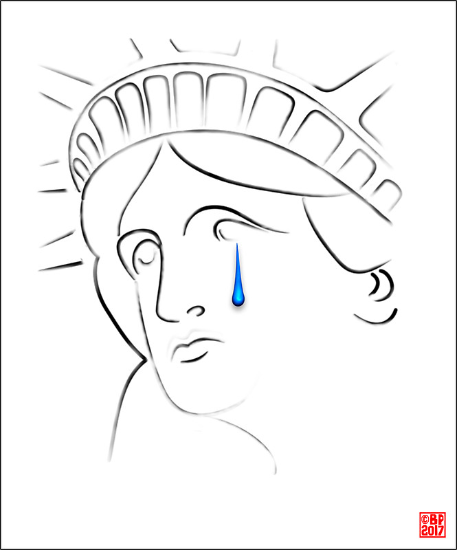 665x800 Statue Of Liberty Crying Stickers By Bluepolitica Redbubble