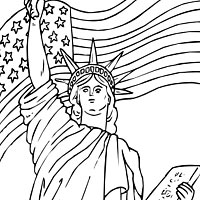 200x200 Lady Liberty And Flag Coloring Pages Surfnetkids