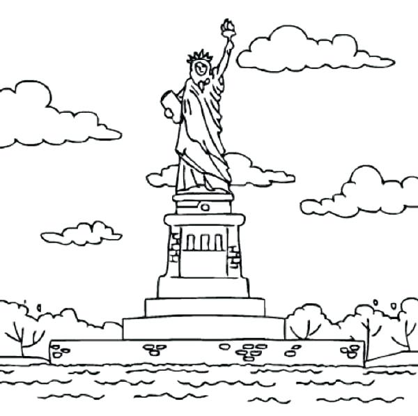 600x597 Stunning Statue Of Liberty Coloring Page Print Pages Free
