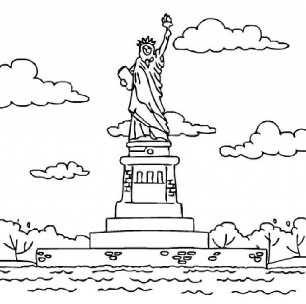 1024x1018 Statue Of Liberty Close Up Coloring Page Free Pages Printable
