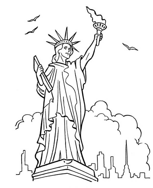 600x734 New Yourk Statue Of Liberty Coloring Sheet Liberty Bell Coloring