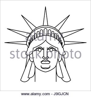 300x320 Statue Of Liberty Linear Style. Landmark America. Usa Sculpture