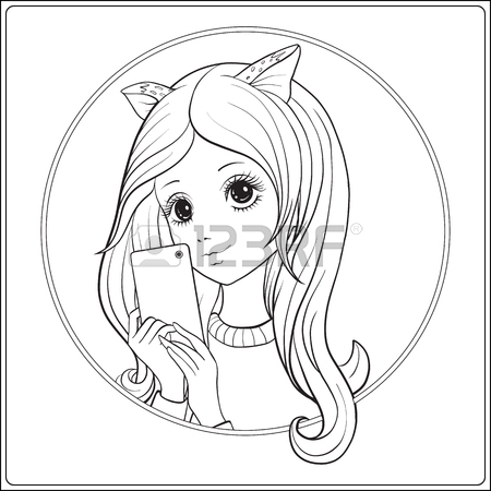 450x450 Young Nice Girl With Statue Of Liberty Crown Make Selfie