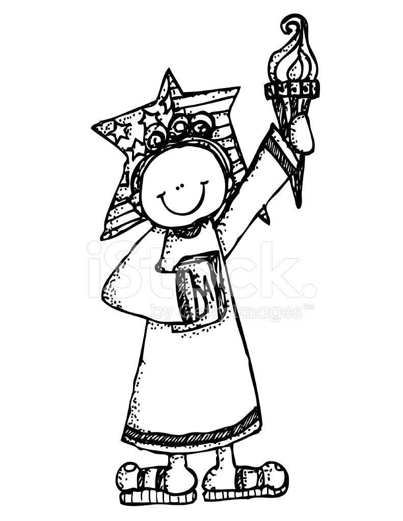 791x1024 Lady Liberty Holding Torch And Book, With Star Behind Head Stock