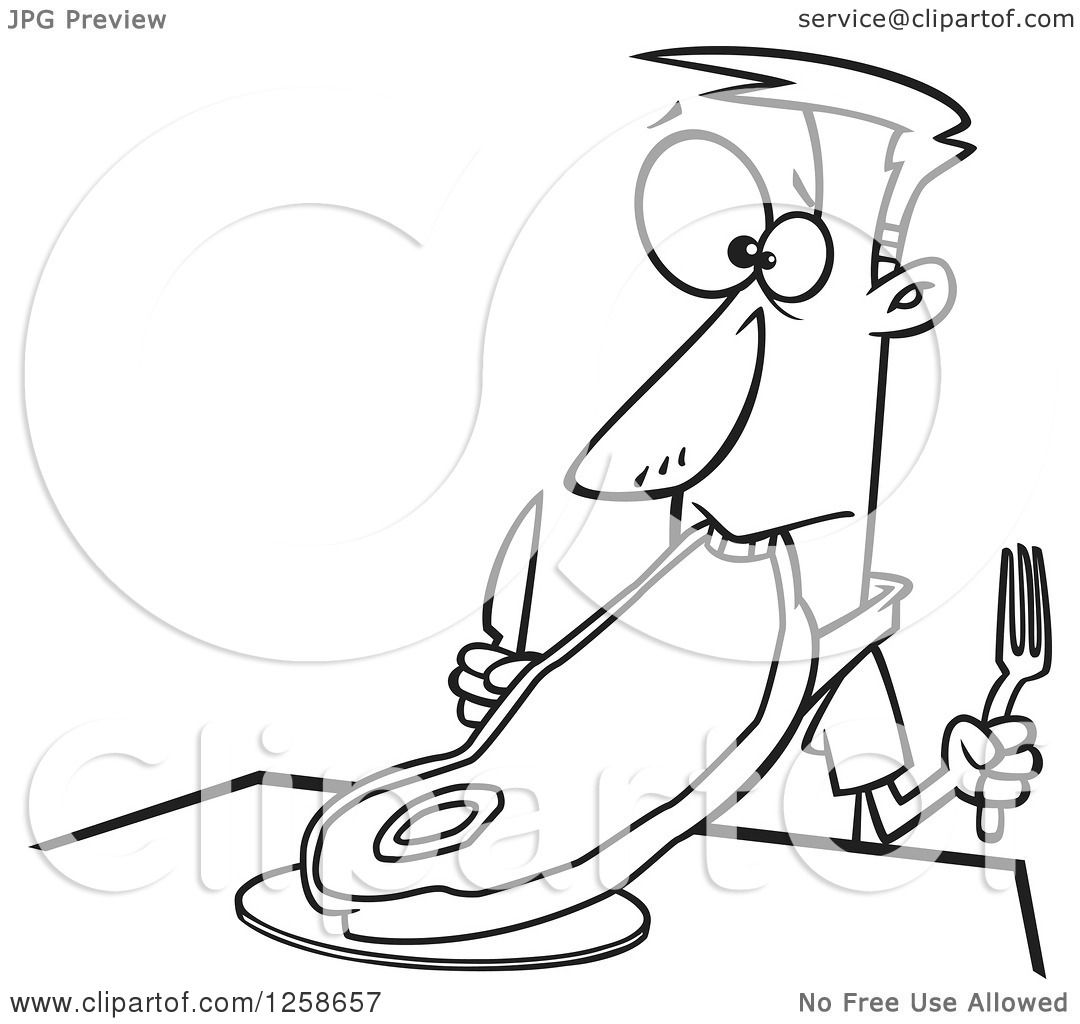 1080x1024 Clipart Of A Black And White Cartoon Man Trying To Eat A Giant