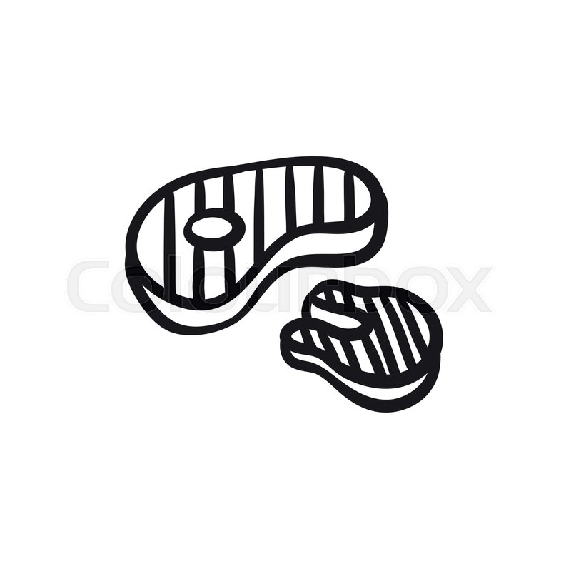 800x800 Grilled Steak Vector Sketch Icon Isolated On Background. Hand