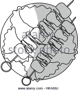 300x353 Cow And Meat Skewer Icon. Bbq Menu Steak House Food Meal
