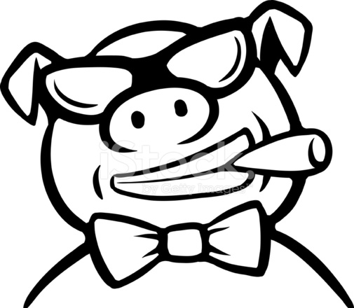 505x440 Whiteboard Drawing Cartoon Pig Boss With Cigar Stock Vector