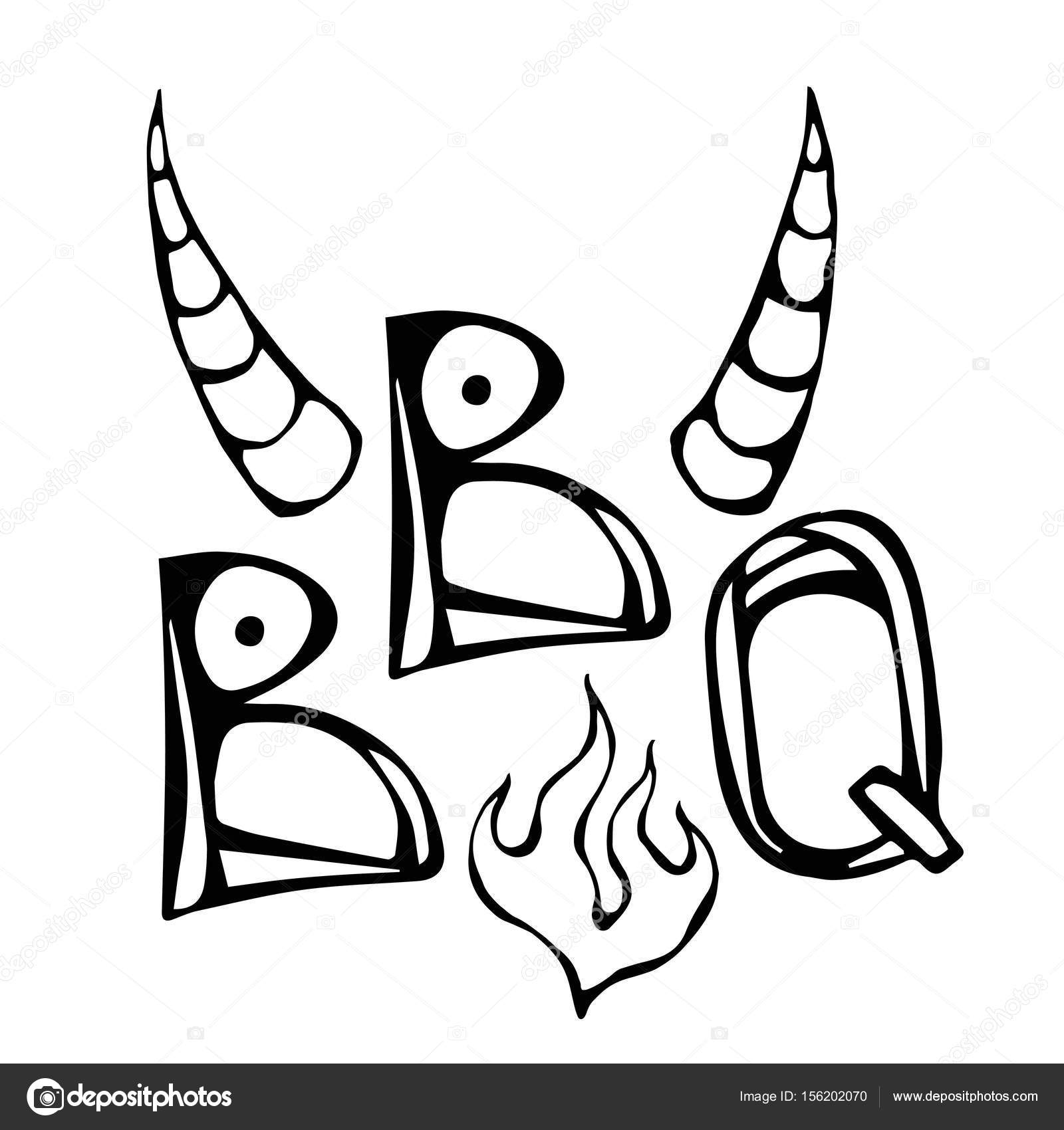 1600x1700 Bbq Steak Concept Lettering With Fire And Bull Horns. Meat Logo