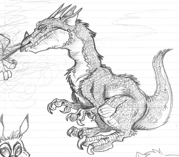 600x527 Dragon Blowing Steam Sketch By Mazarin