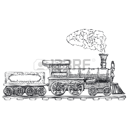 450x450 Vintage Steam Locomotive Vector Logo Design Template. Train
