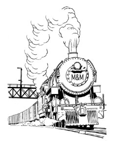 245x300 Mampm Railroad Steam Train Coloring Page