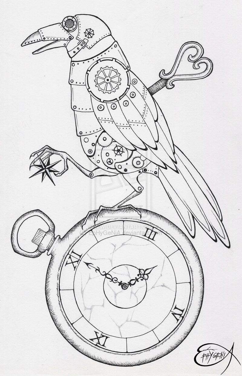 800x1239 Steampunk Bird Project 1 Steampunk Bird, Doodles