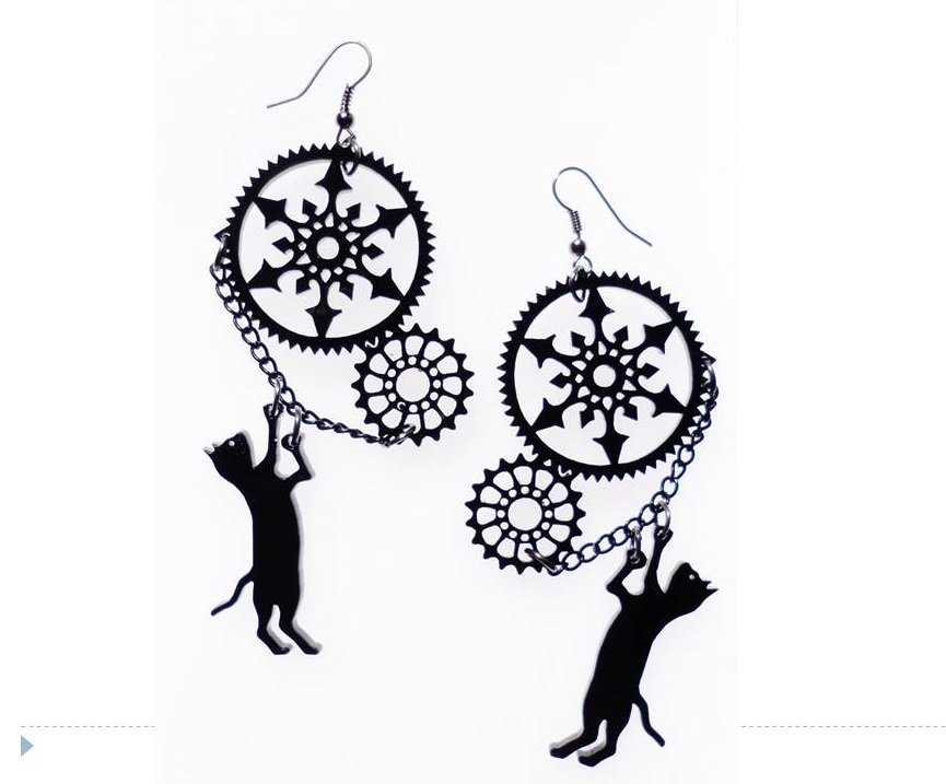 865x717 Steampunk Cat Earrings