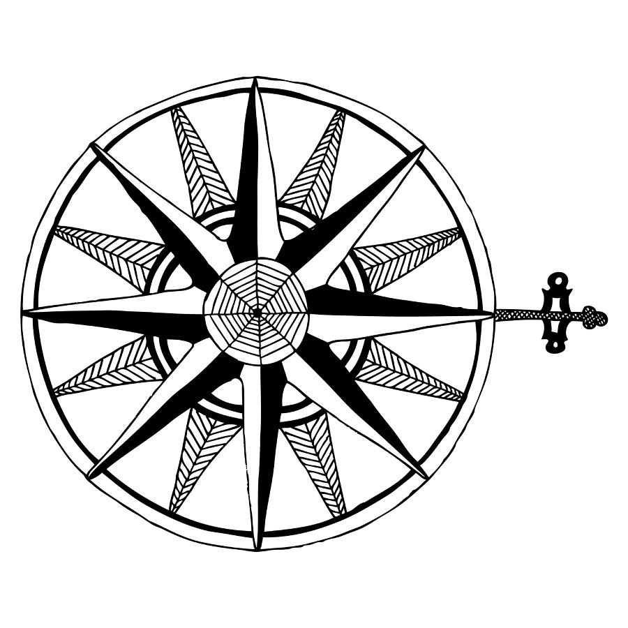 900x900 Compass Drawing By Karl Addison