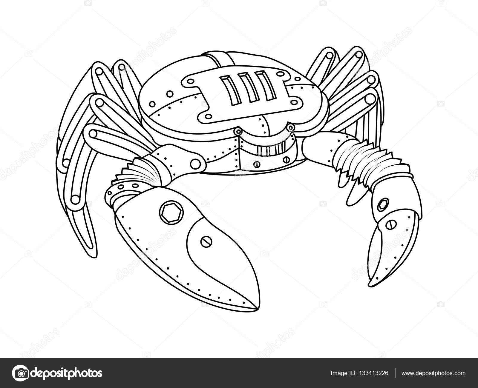 1600x1300 Steampunk Style Crab Coloring Book Vector Stock Vector