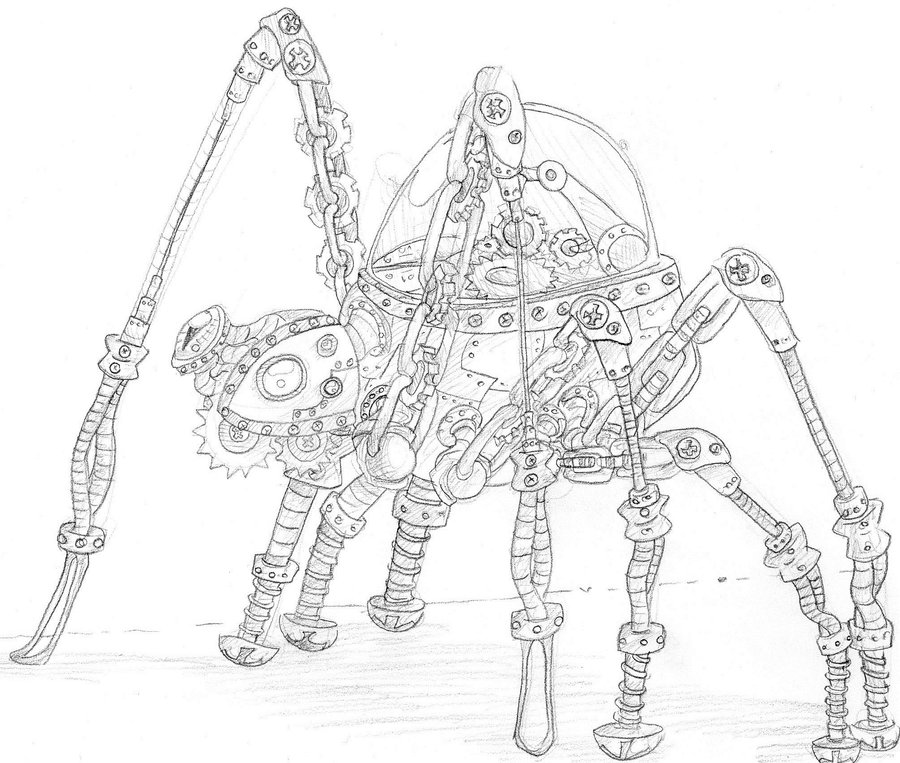 900x763 Traditional Steampunk Spider By Niyule