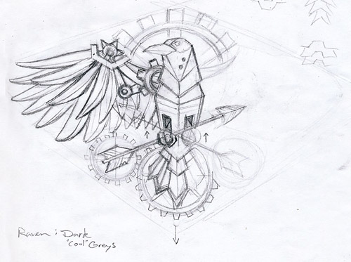 500x373 Steampunk Raven Drawing Ravens, Steampunk Drawing