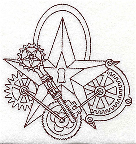 472x500 Steampunk Star Lock Embroidery Design Annthegran