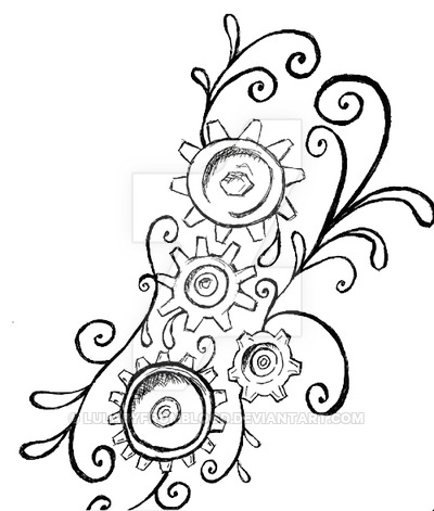 400x471 Steampunk Gears Tattoo By Lulabyfromblood