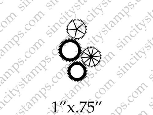 500x375 Small Cogs Amp Gears Steampunk Art Rubber Stamp