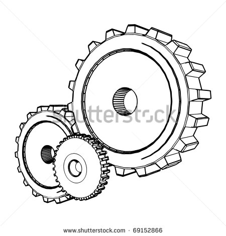 450x470 Cogs And Gears Drawing
