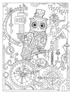 236x305 Free Printable Steampunk Owl Adult Coloring Page. Download It
