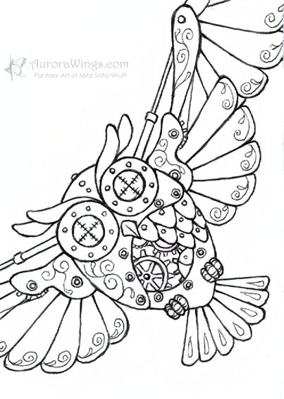 403x566 Steampunk Owl